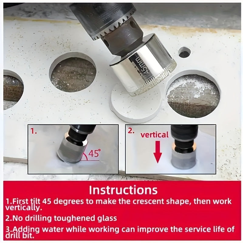 Set of 10 Diamond-Coated Drill Bits for Marble Glass Ceramic Porcelain