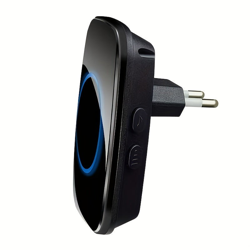 Wireless Home Doorbell with Plug-in Receiver 304.8m Range Adjustable 110dB Volume 60 Melodies LED Flashing Light European Plug