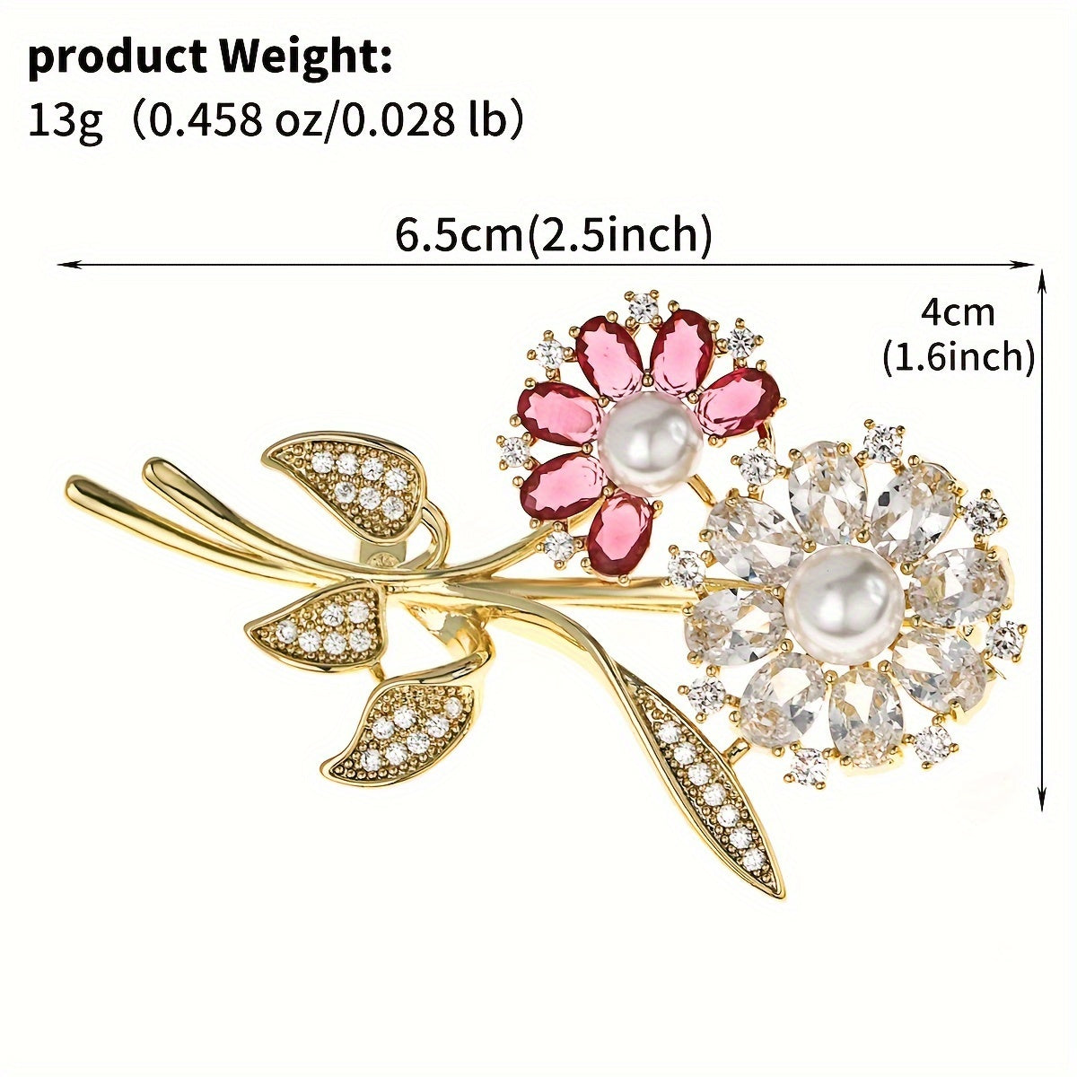 Vintage uslubidagi gullar bilan bezatilgan yeng pin, porloq zirkoniy bilan, ayollar uchun sharf va kiyimlarga hashamat va nafislik qo'shish uchun mukammal.