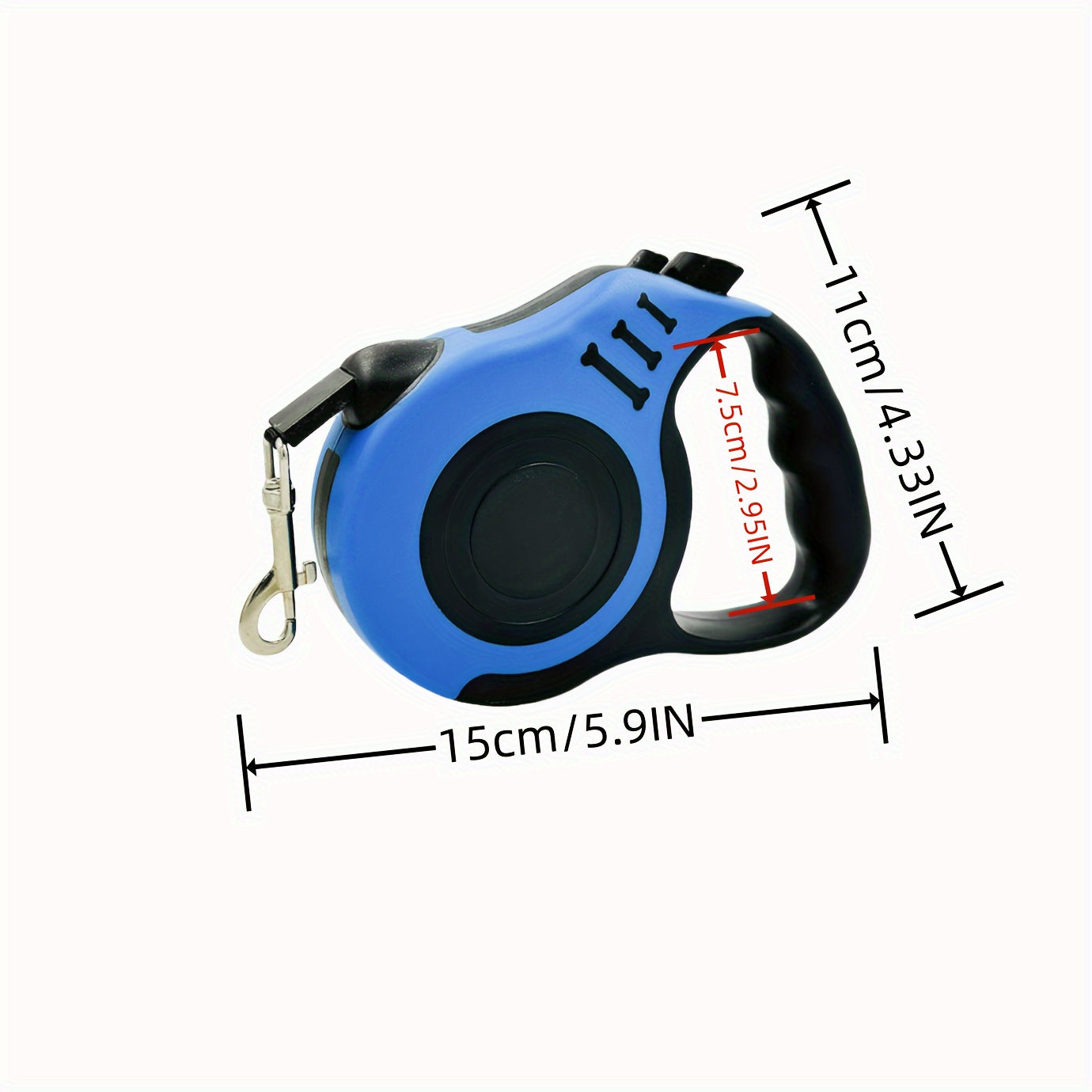 Retractable Dog Leash 10 Feet for Small to Large Dogs Blue and Black with Bone Handle