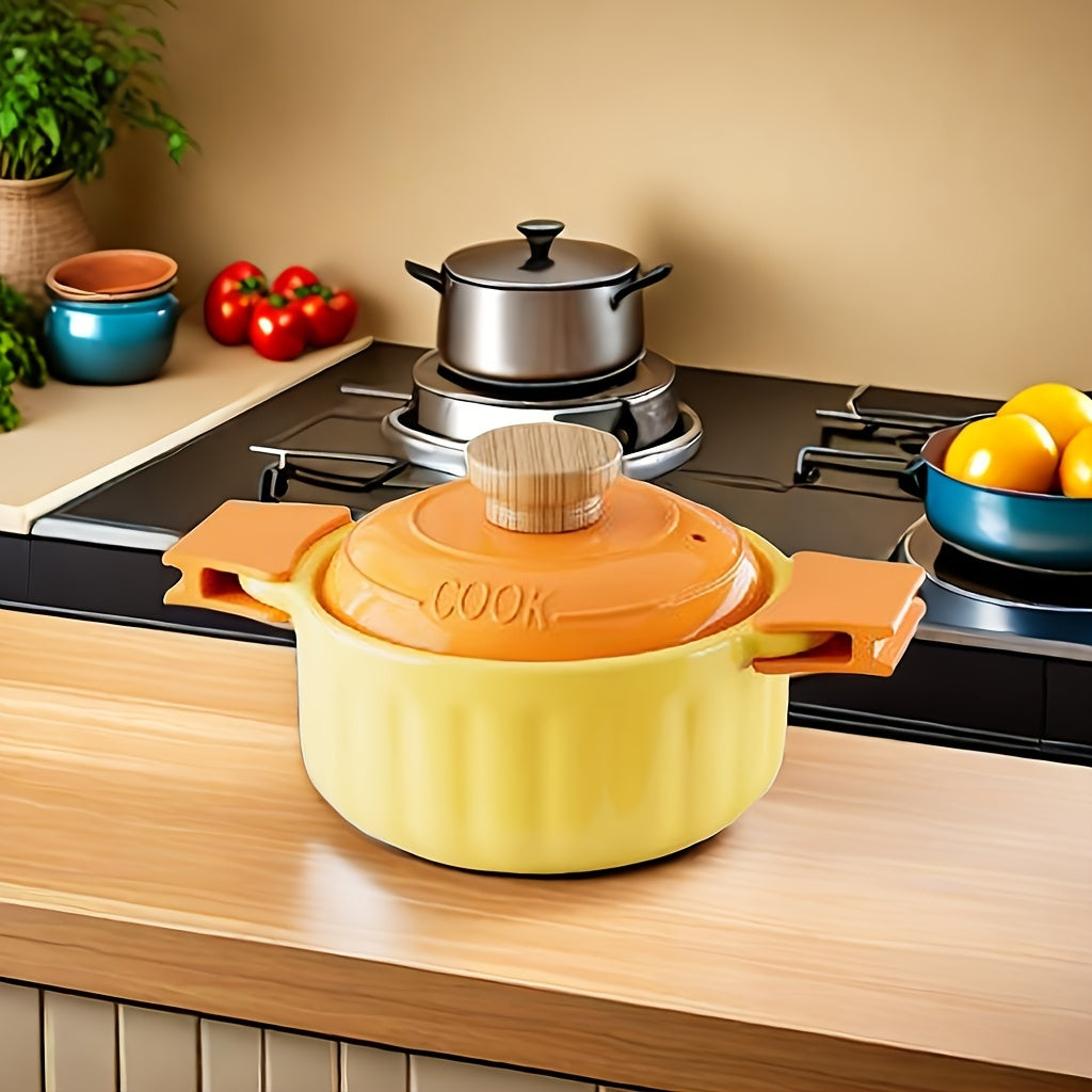 High Temperature Resistant Soup Pot with Flat Bottom, Easy to Clean, Suitable for Gas and Induction Stoves