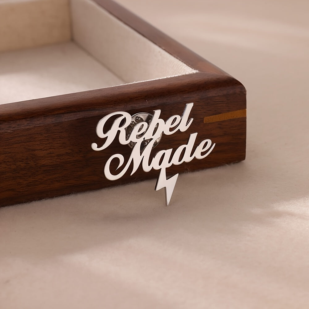 Stainless Steel Brooch for Women Double Name Design Daily Wear Gift