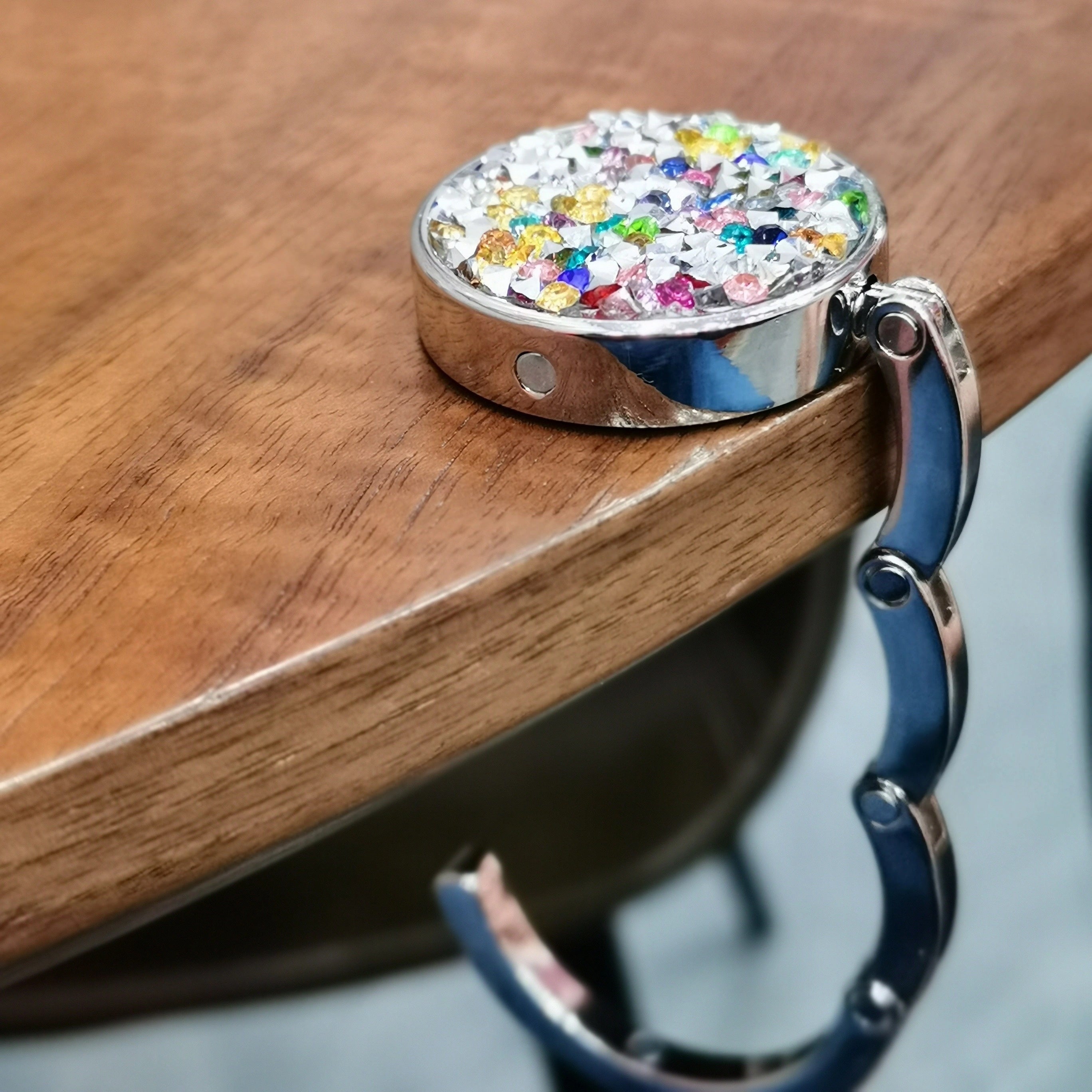 Elegant Rhinestone Handbag with Foldable Design and Portable Hook for Parties and Work