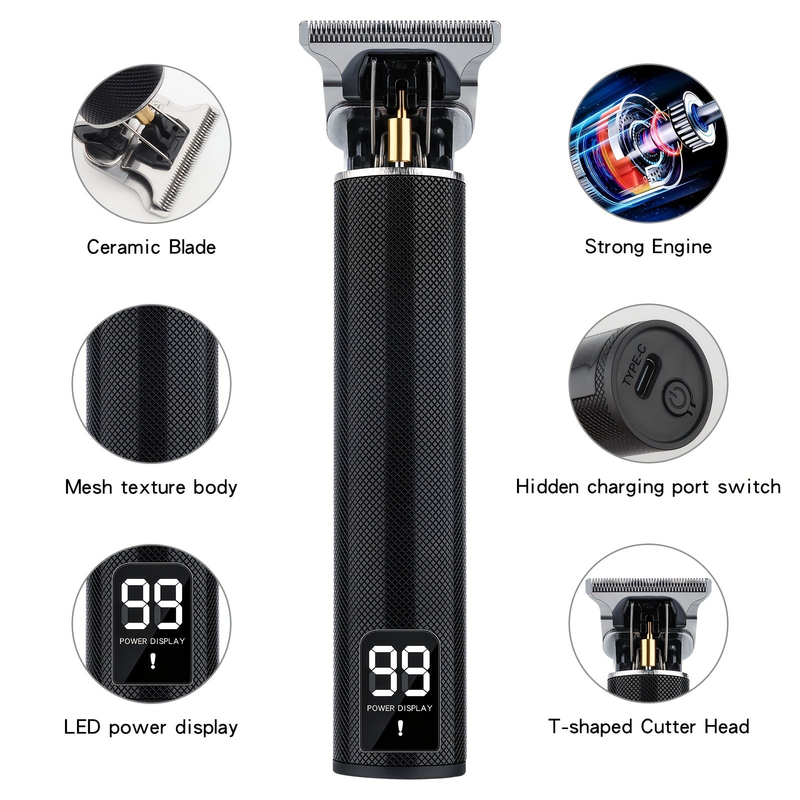 Беспроводные машинки для стрижки волос с ЖК-дисплеем, перезаряжаемый аппарат для стрижки для мужчин, парикмахеров