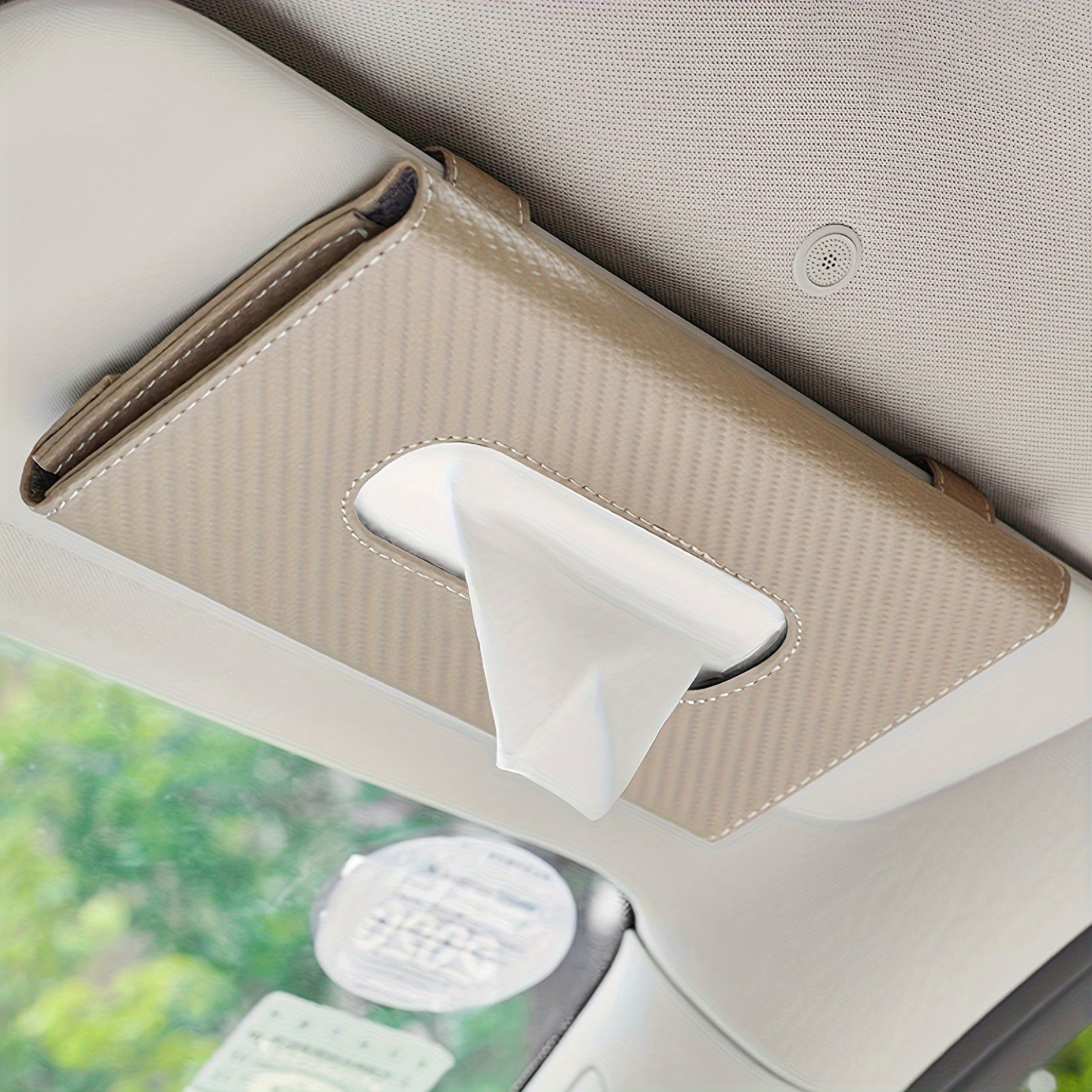 Car Sun Visor Tissue Holder PU Leather Multi-Functional Napkin Box for All Models