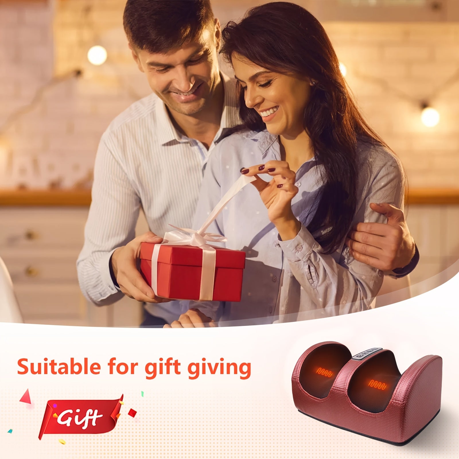 Red Foot Massager with Heating and Multiple Massage Modes for Feet 220V