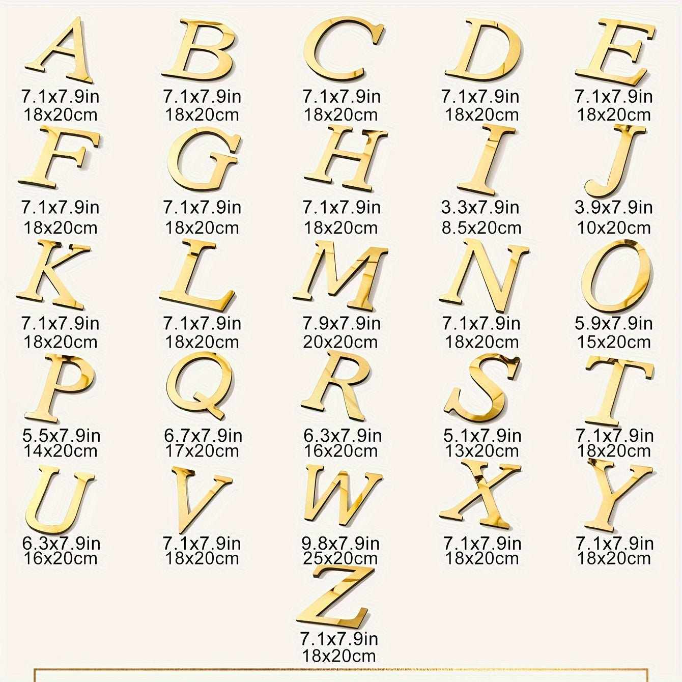 3D Acrylic Mirror Wall Decals Alphabet Stickers Gold Silver Self-Adhesive Modern Home Decor