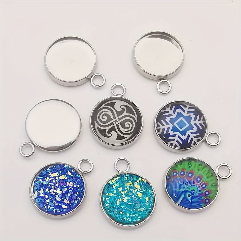 25 Pieces 20mm Stainless Steel Round Pendant Frame Blanks for Jewelry Making