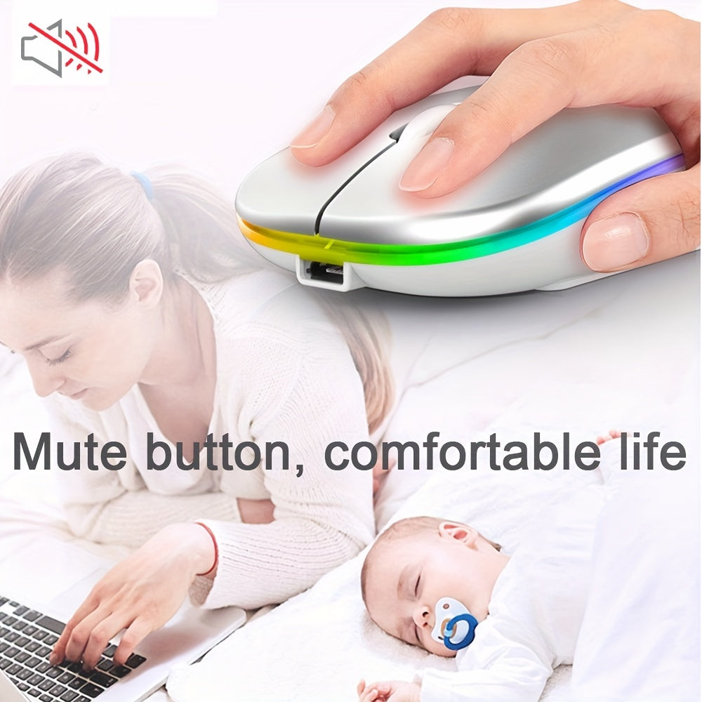 Wireless Ergonomic Mouse with RGB Backlight, Rechargeable Battery, Honeycomb Design, Compatible with PC, Laptop, iPad