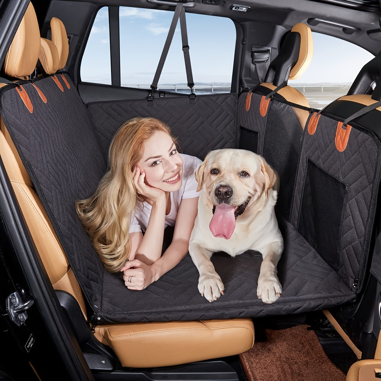 Pet Car Mat with Load-Bearing Support for Dogs Travel Hammock Rear Seat Cushion