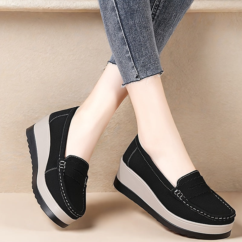 Women's Wedge Loafers Casual Slip-On Platform Shoes Comfortable