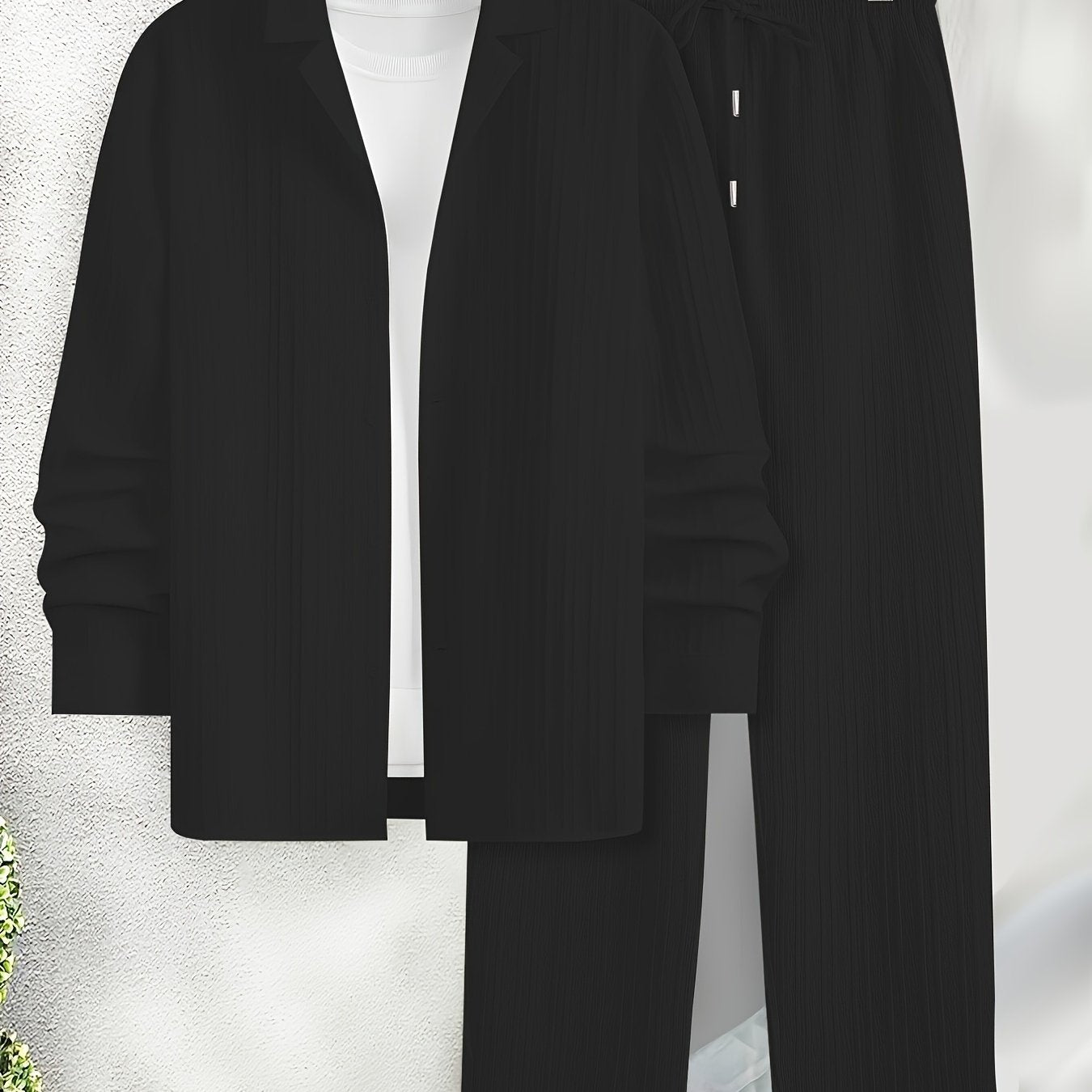 Conjunto de pijama de rayas 3D para hombre, pantalones de manga larga y ropa de descanso