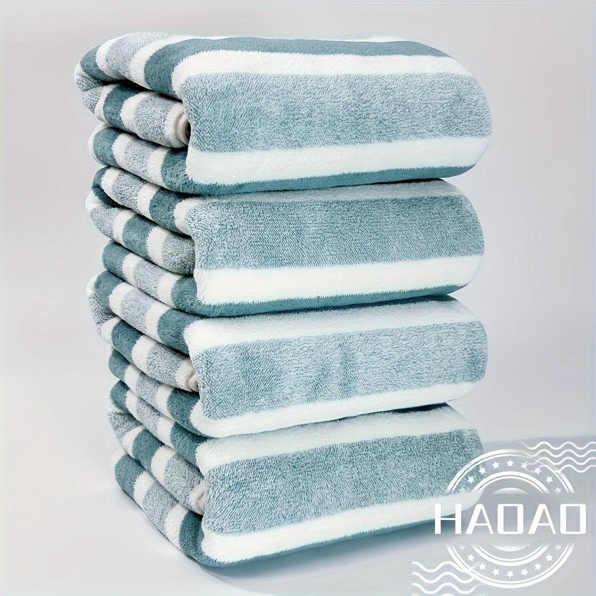 4-Piece Coral Fleece Towel Set Geometric Pattern Quick-Drying Absorbent Bathroom Essentials