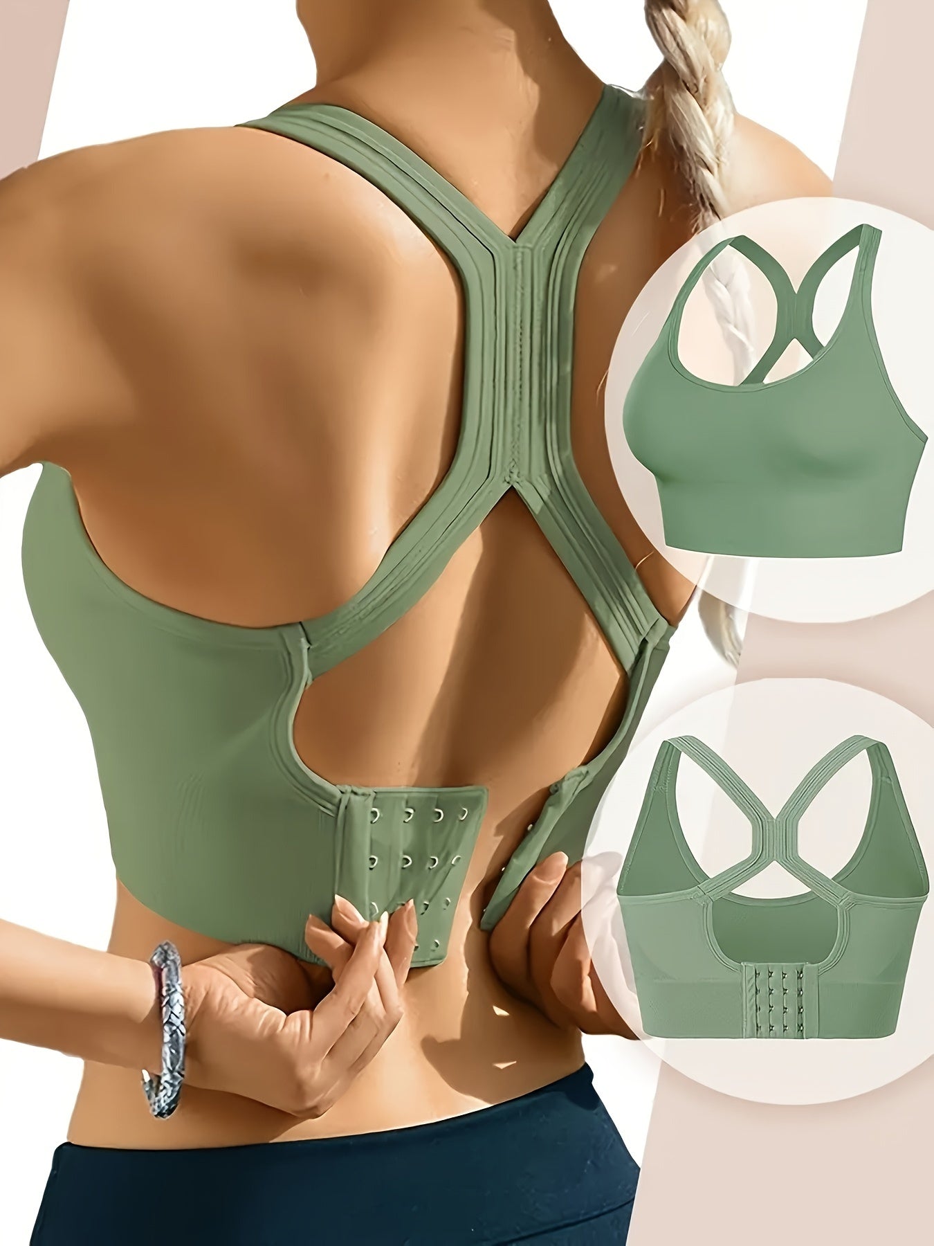 Women's Stretchy Racerback Sports Bra with Adjustable Straps for Fitness