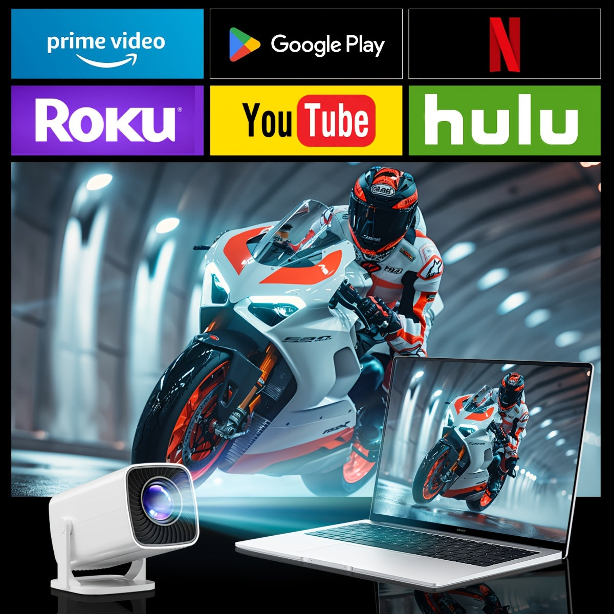 Portable 3000+ Lumens LED Video Projector for Home Theater Camping Office