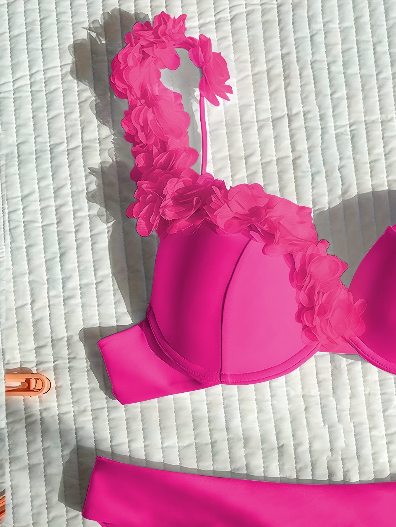 Sexy Floral One-Shoulder Bikini Set with High Stretch Polyamide and Elastane