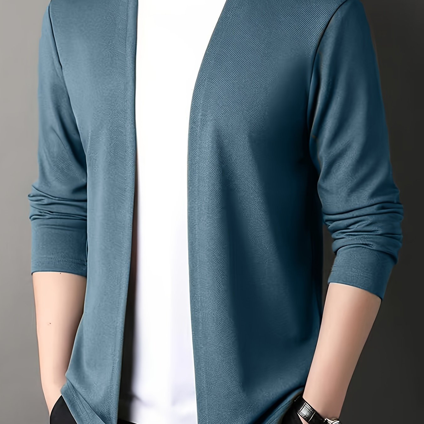 Men's Knit Cardigan Solid Color Slim Fit Spring Casual Polyester