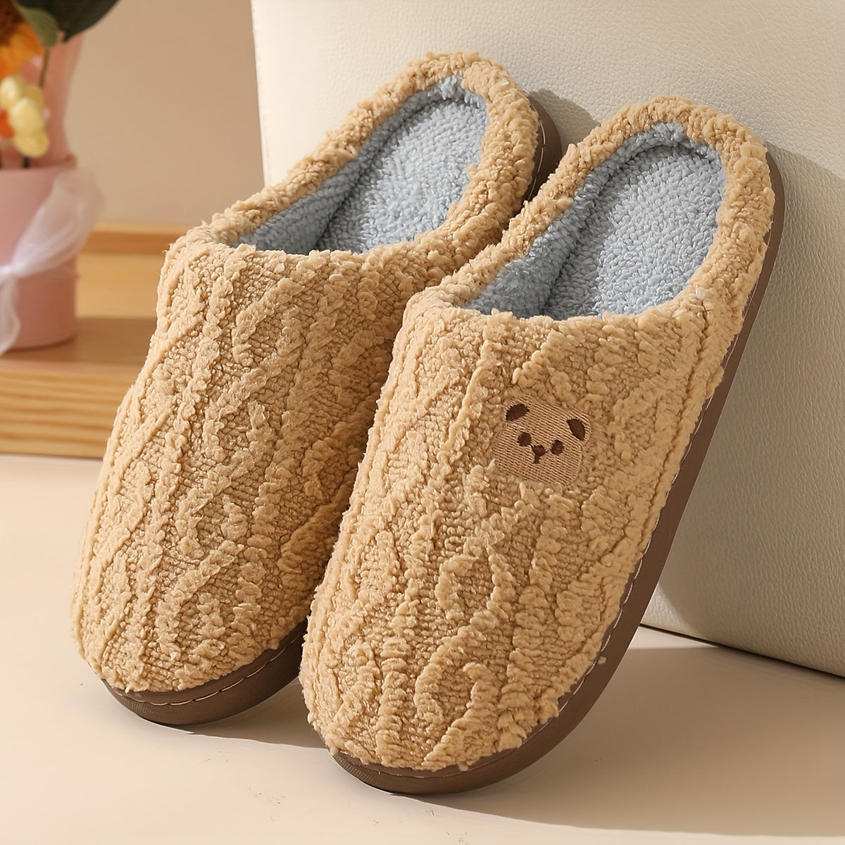 Women's Cozy Fleece Bear Slippers for Home Warmth