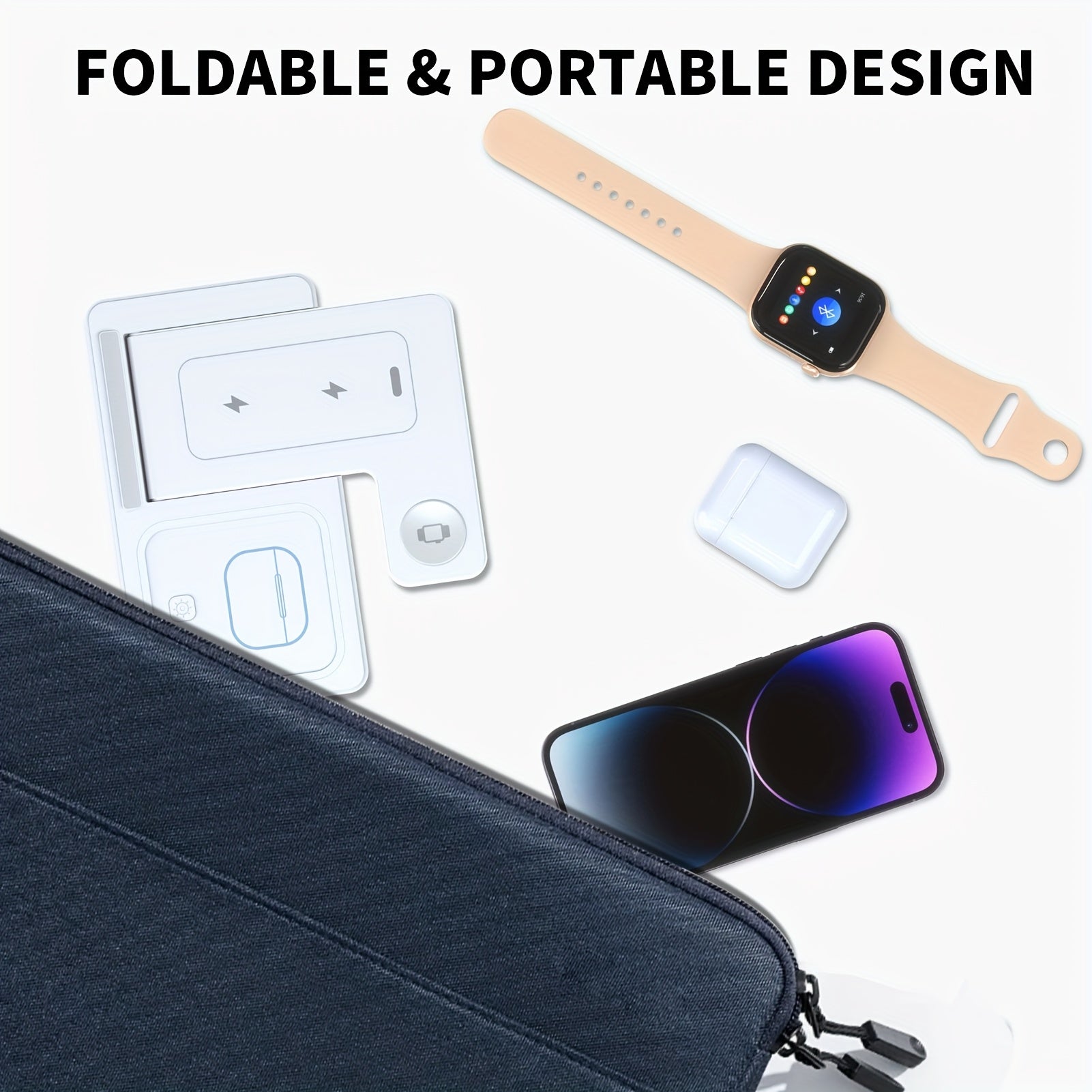 3-in-1 Wireless Charging Stand for iPhone, Apple Watch, AirPods
