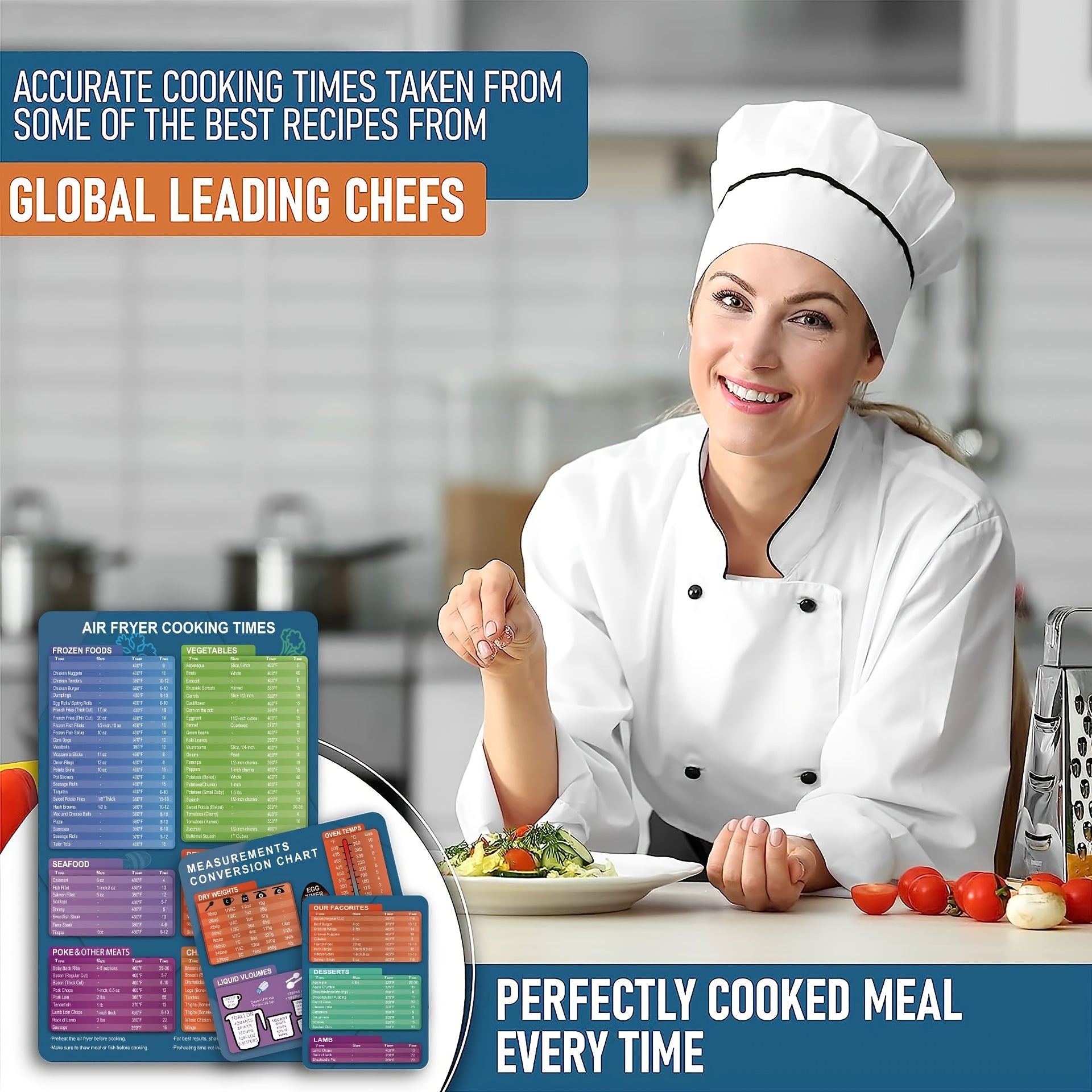 PVC material va retsept qoʻllanmasi bilan magnitli havo fritöz pishirish vaqti jadvali toʻplami