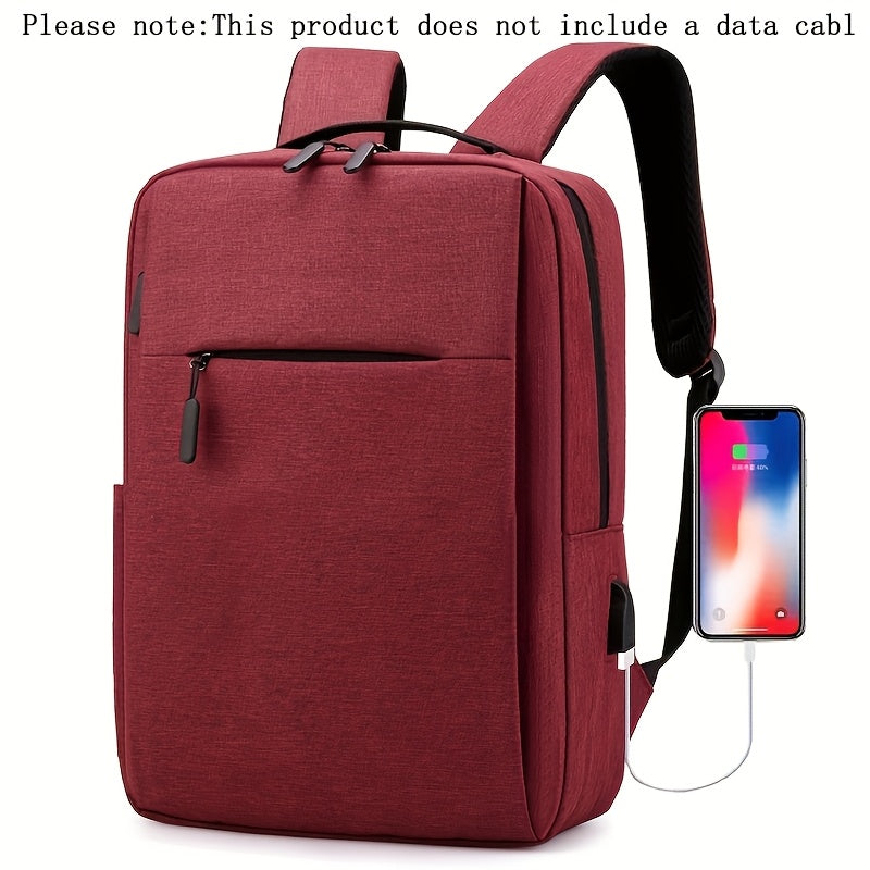 Легкий деловой рюкзак для ноутбука с USB-портом для зарядки, застежка-молния, для путешествий и студентов, черный