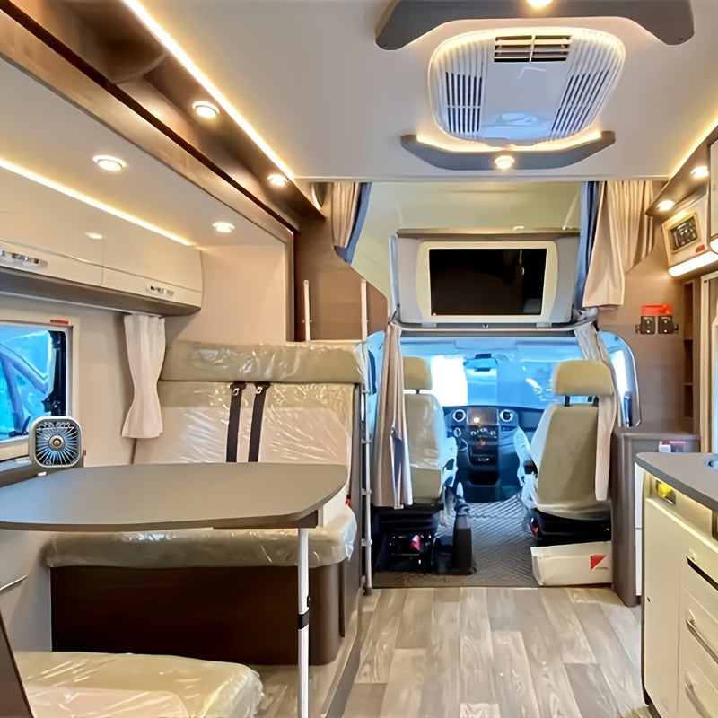 Portable USB Car Fan with Atmosphere Light for RV Ventilation