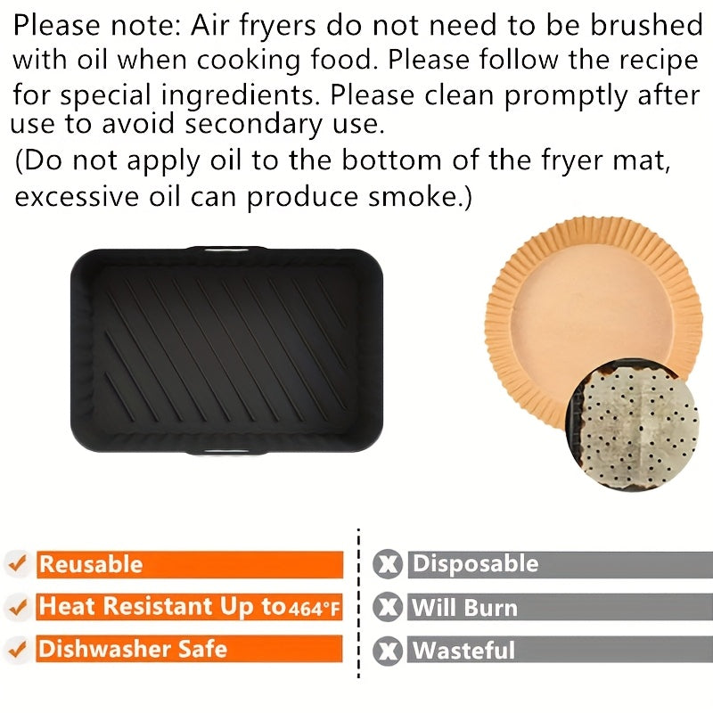 1/2 dona kvadrat havo fritüri silikon qozon oven pishirish panjara uchun, o'lchami 19.48cm x 12.7cm x 6.99cm.