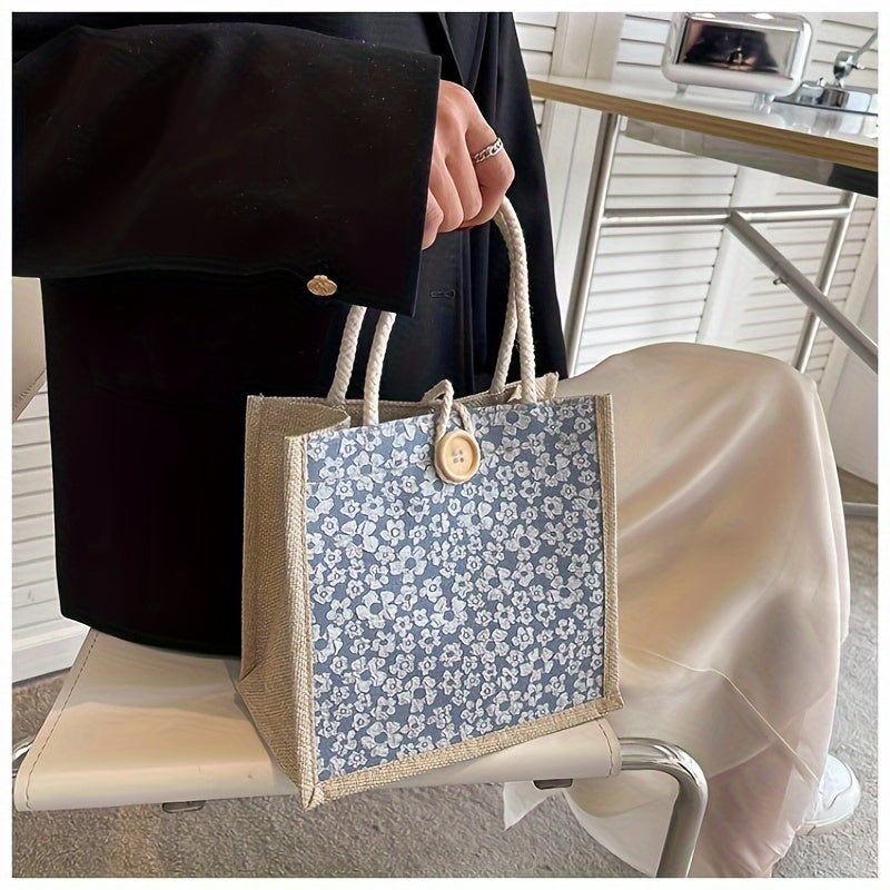 Шикарная льняная сумка для женщин: идеальна для работы или прогулок - носится в руке, без застежки и с масляной окантовкой.