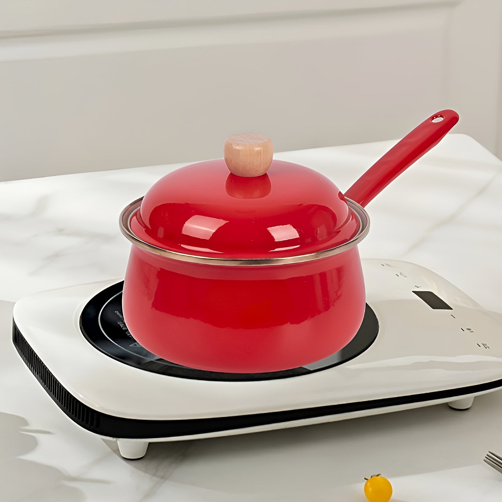 Enamel Cookware Pot with Lid and Handle Non-Stick Dishwasher Safe for Home and Restaurant Use