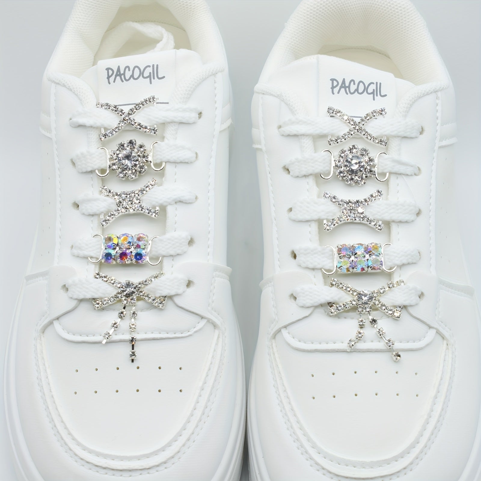 2PCS Womens Rhinestone Shoe Charms Colorful Artificial Diamond Sneaker Decoration