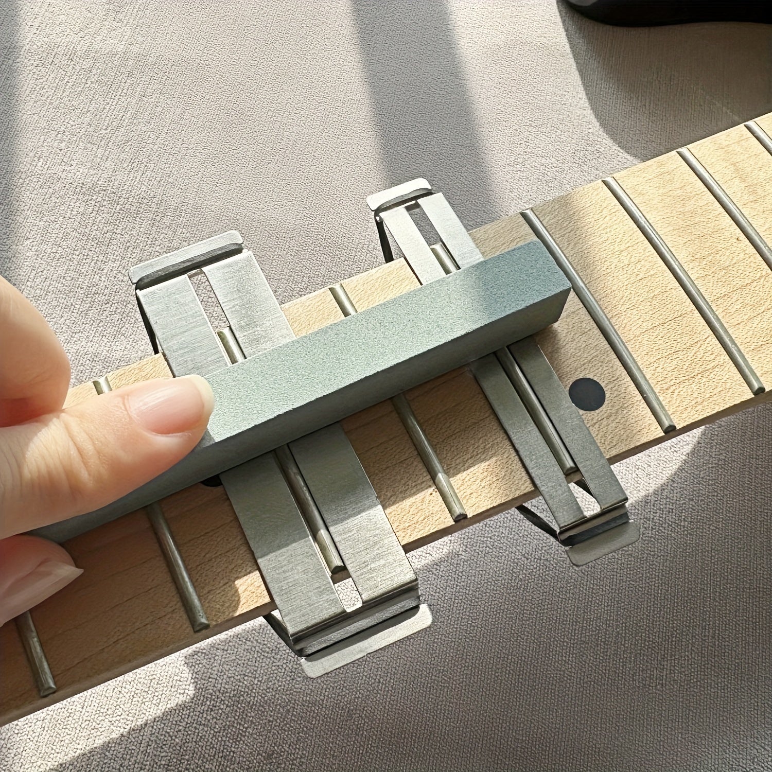 Guitar Fretboard Maintenance Kit with Metal Protector and Grey Dressing Stones