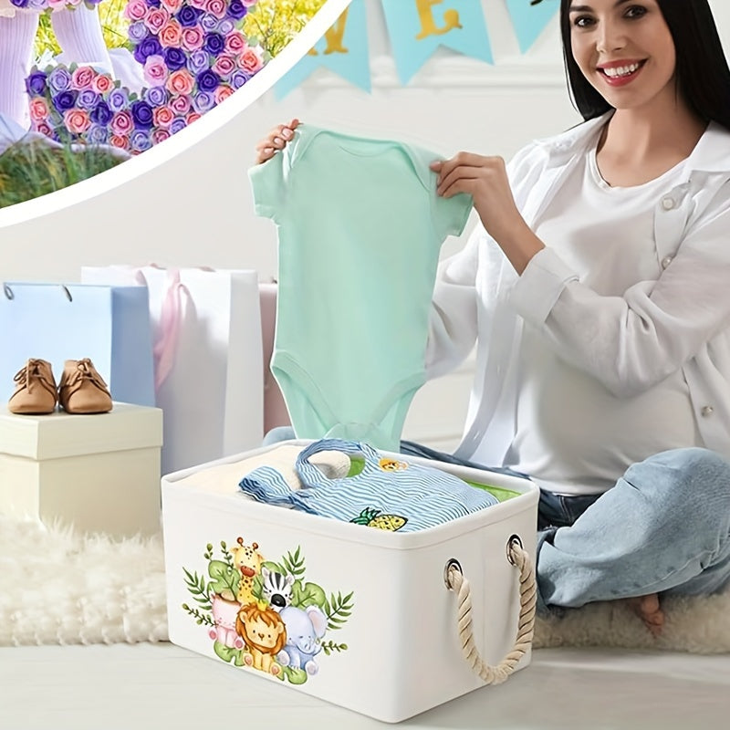 Rectangular Fabric Storage Basket with Drawstring Closure for Toys Laundry and Gifts 68.58cm Tall