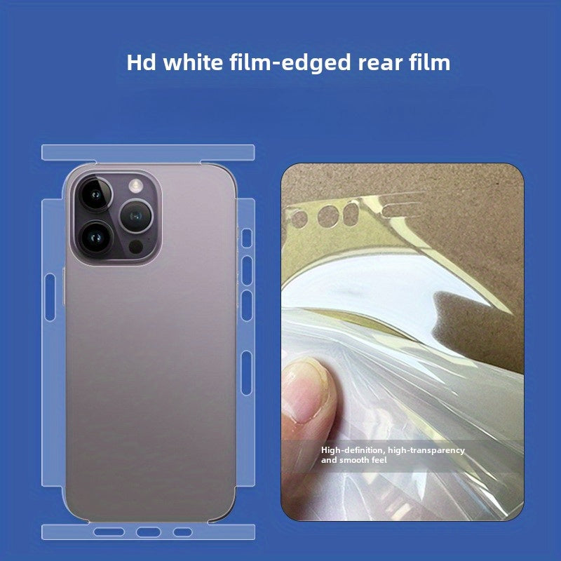 Barcha Apple telefon modellari uchun yuqori aniqlikdagi, chizishdan himoyalovchi telefon himoya filmi to'plami. iPhone 16 Pro Max uchun qirralari o'ralgan suv bilan sovutiladigan orqa film va iPhone uchun to'liq TPU yumshoq filmni o'z ichiga oladi.