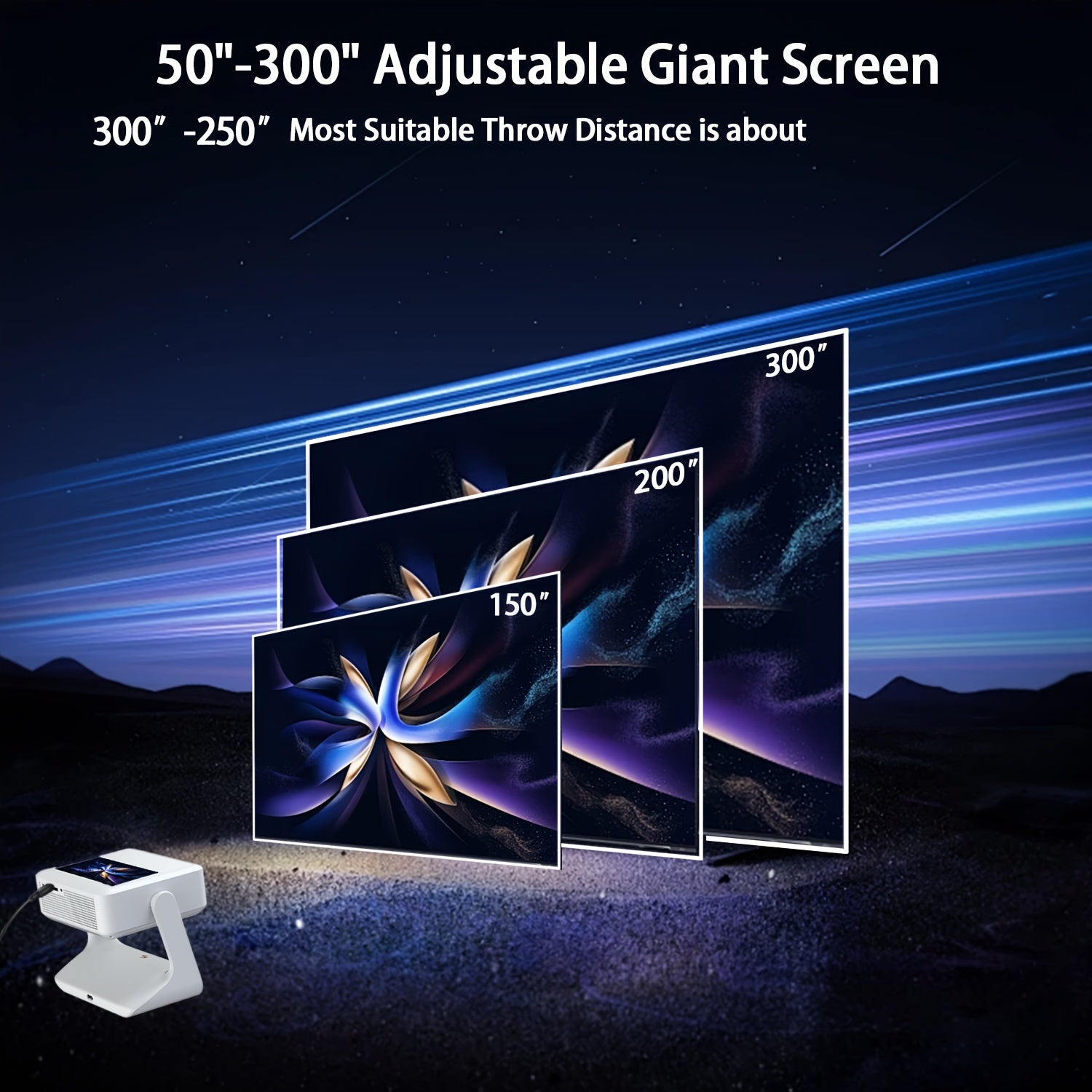 Home Theater Projector with 20.32cm Touchscreen 4K Support Wi-Fi 6