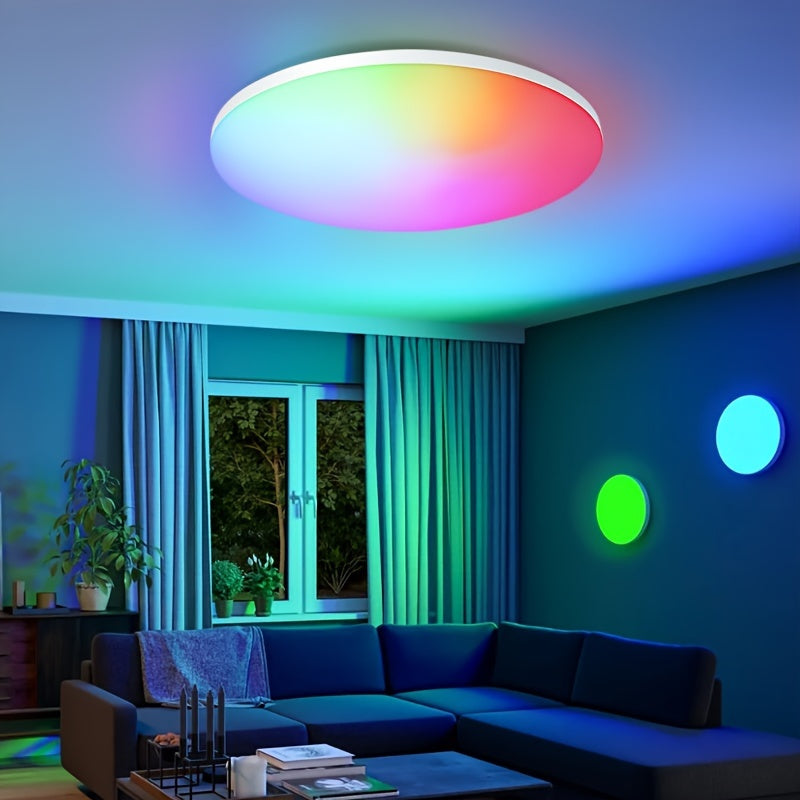 RGB Smart Ceiling Light with Adjustable Color Temperature Dimmable LED Indoor Lighting for Living Rooms and Bedrooms
