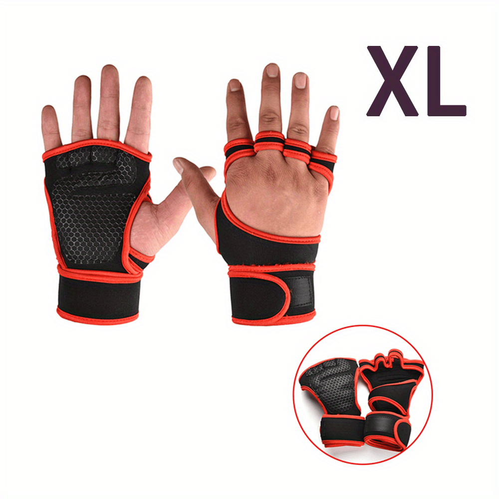 Half Finger Gym Gloves with Adjustable Wrist Support for Weightlifting and Pull-Ups