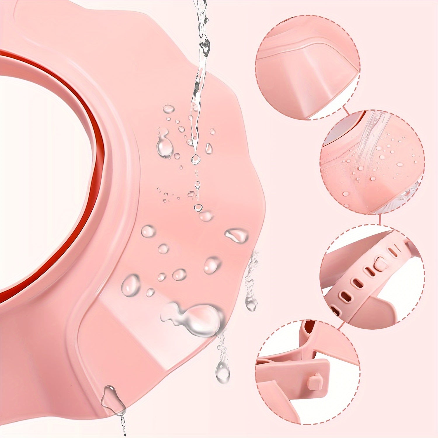 Bolalar dush shapkasi, sozlanadigan, suv o'tkazmaydigan soch qoplami, vannaga chiqish uchun, oq, pushti, ko'k