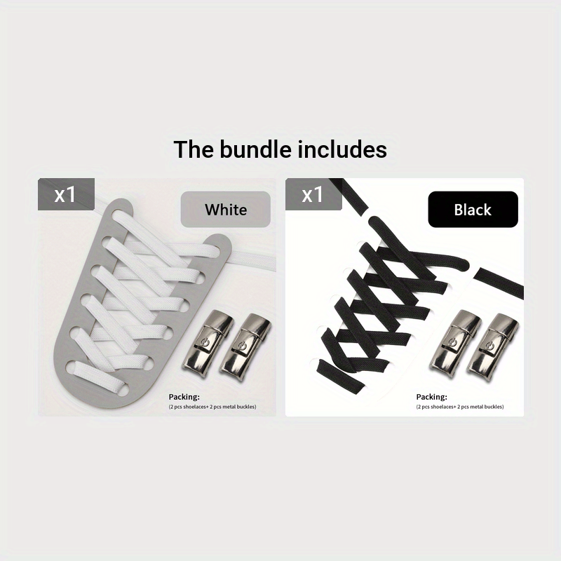 No-Tie Shoelaces with Buckles for Sneakers and Sports Shoes Acetate Pair
