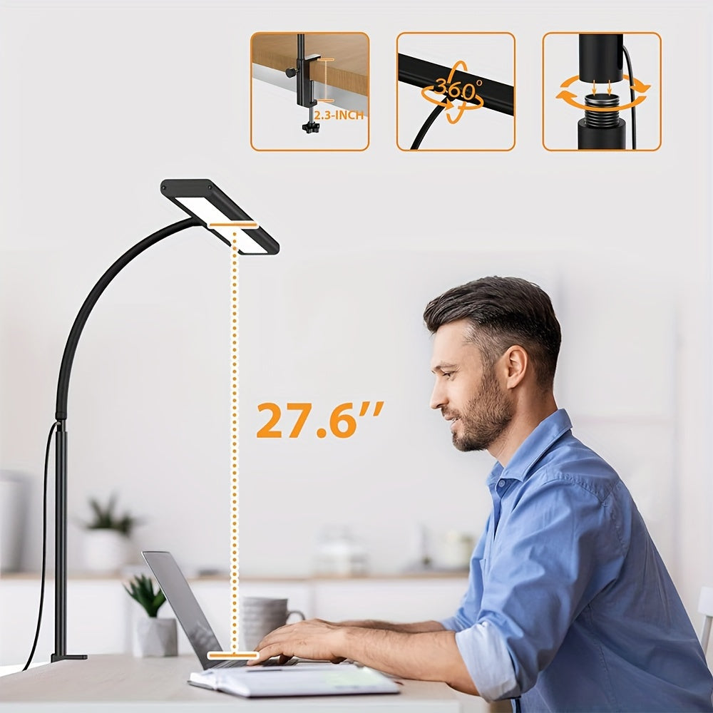 Dimmable LED Desk Lamp with Flexible Gooseneck Clamp for Home Office Reading and Work