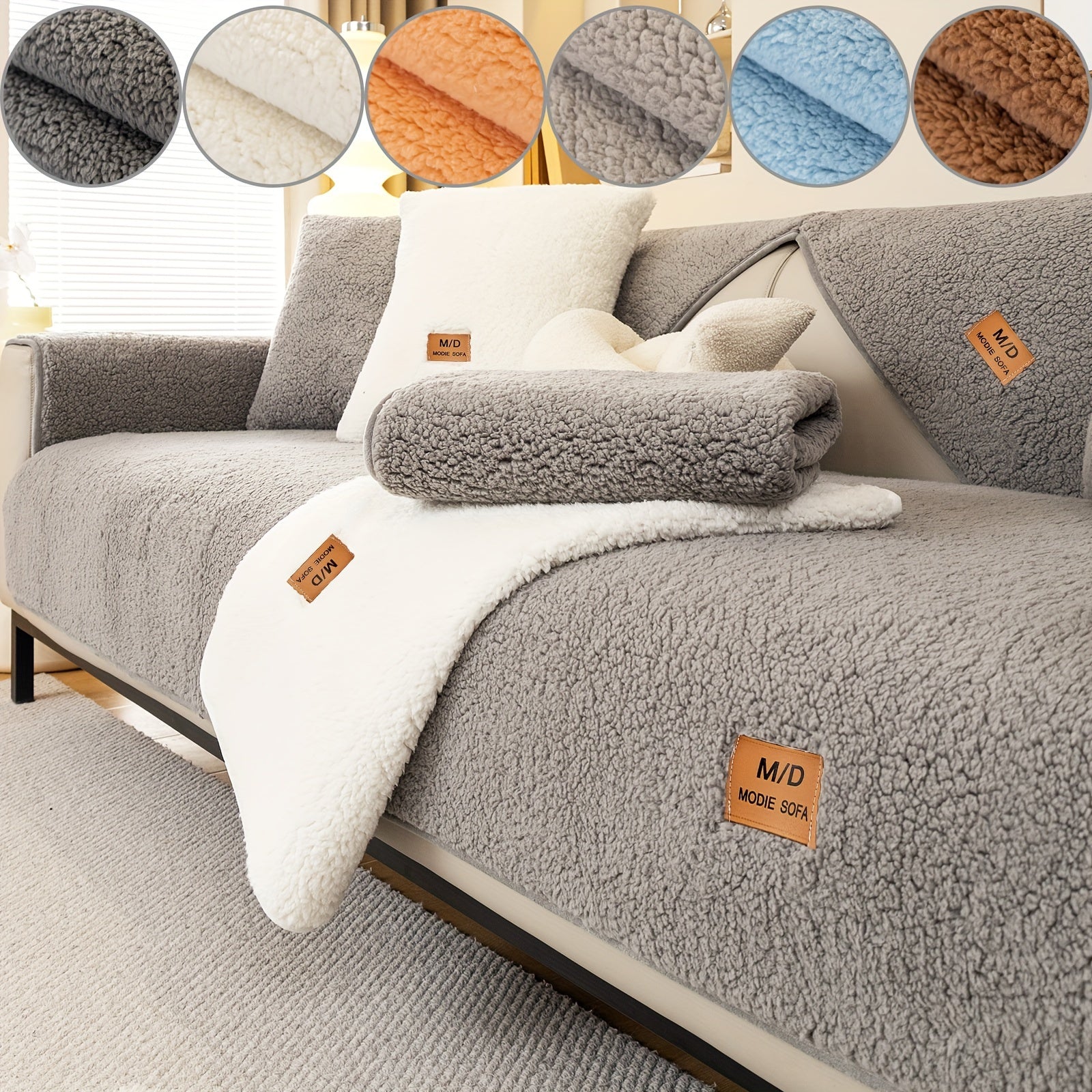 Чехол для дивана из толстого плюшевого материала, нескользящий, моющийся, дружелюбный к питомцам, для гостиной и офиса