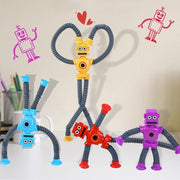 6-8 yoshdagi bolalar uchun DIY o'zgaruvchan robot o'yinchoq: 4 rangdagi teleskopik pop quvuri dizayni bilan ijodiy va ta'limiy sezgi o'yinlari.