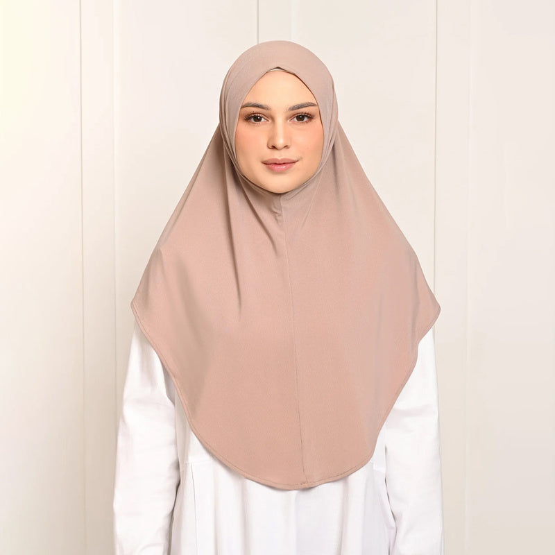Elegant Polyester Hijab Set for Women Solid Color Yarn-Dyed Windproof Breathable Outdoor