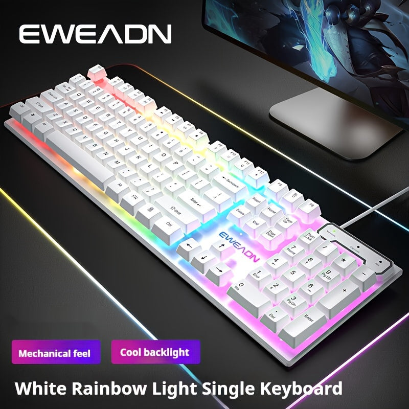 Wired Gaming Keyboard RGB Backlit Mechanical Feel 104 Keys for PC and Laptop