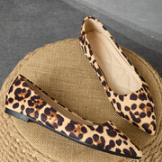 Women's Leopard Print Slip-On Flats Non-Slip Pointed Toe All-Season Shoes