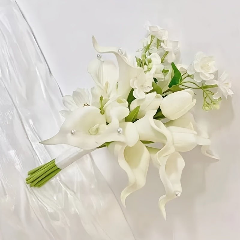 10-Piece Artificial Calla Lily Bouquet for Weddings and Home Decor