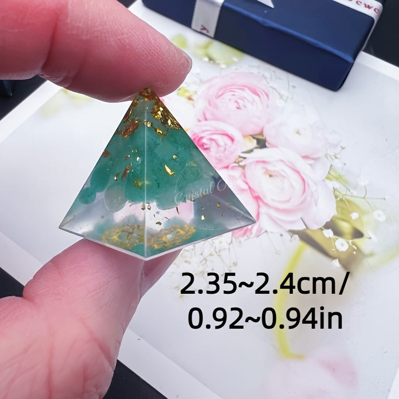 Set of 7 Natural Crystal Orgone Mini Pyramids in Gift Box Reiki Healing Gemstone Resin Decor