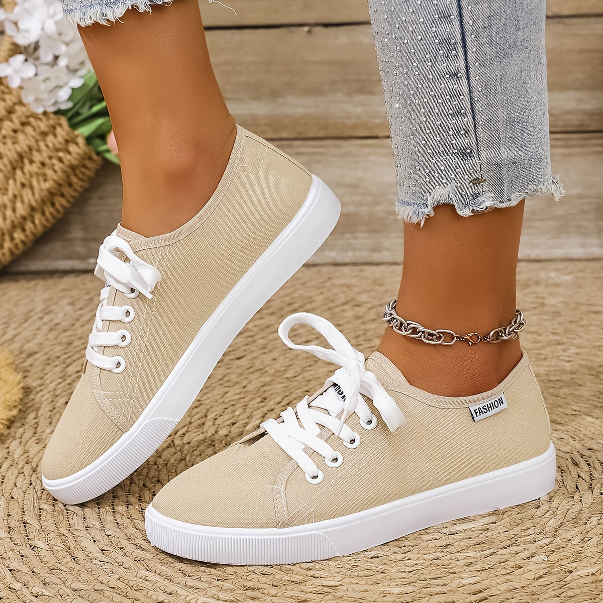 Women's Slip-On Sneakers Soft Fabric Upper Non-Slip Sole Black White Casual Shoes