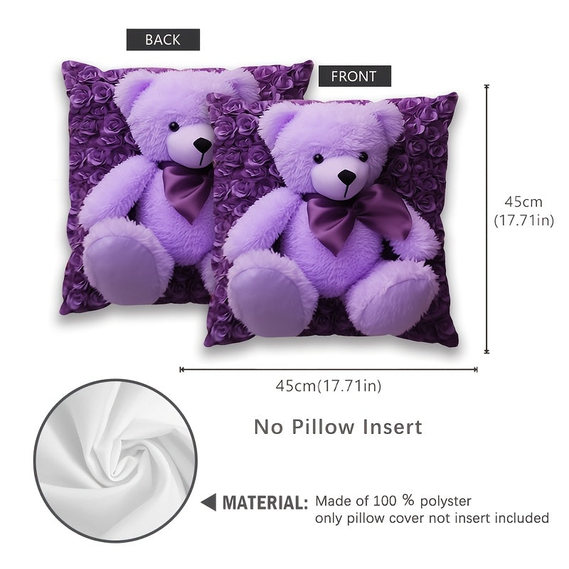 Contemporary Teddy Bear Decorative Throw Pillow Cover 45cm Polyester Zippered