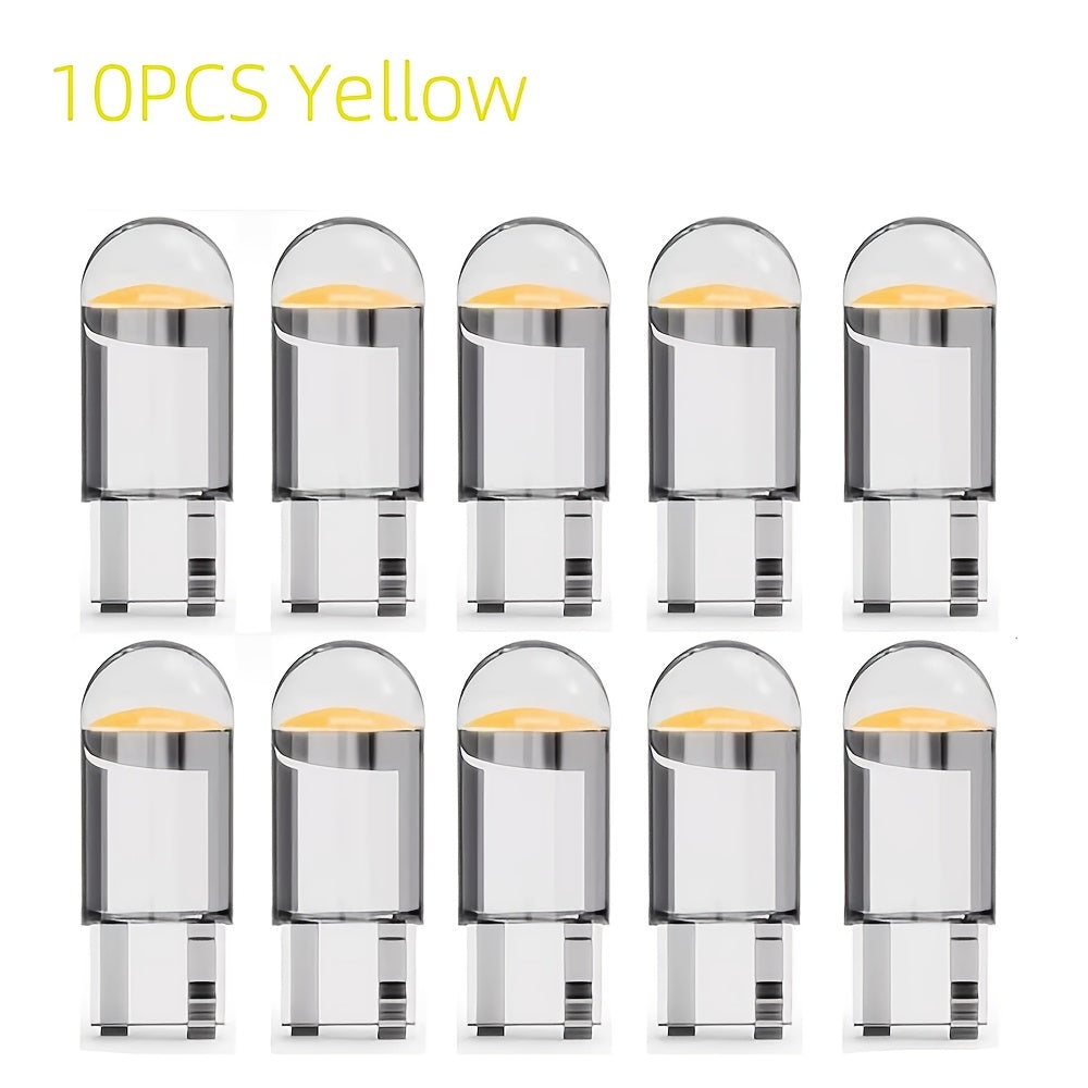 10 piezas de luces LED T10 para interior de coche, 12V, luz blanca brillante, base de cristal, bombillas automotrices