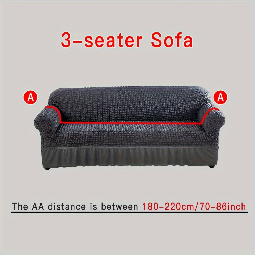 Beige Elastic Sofa Cover Fits All Sizes Machine Washable Living Room